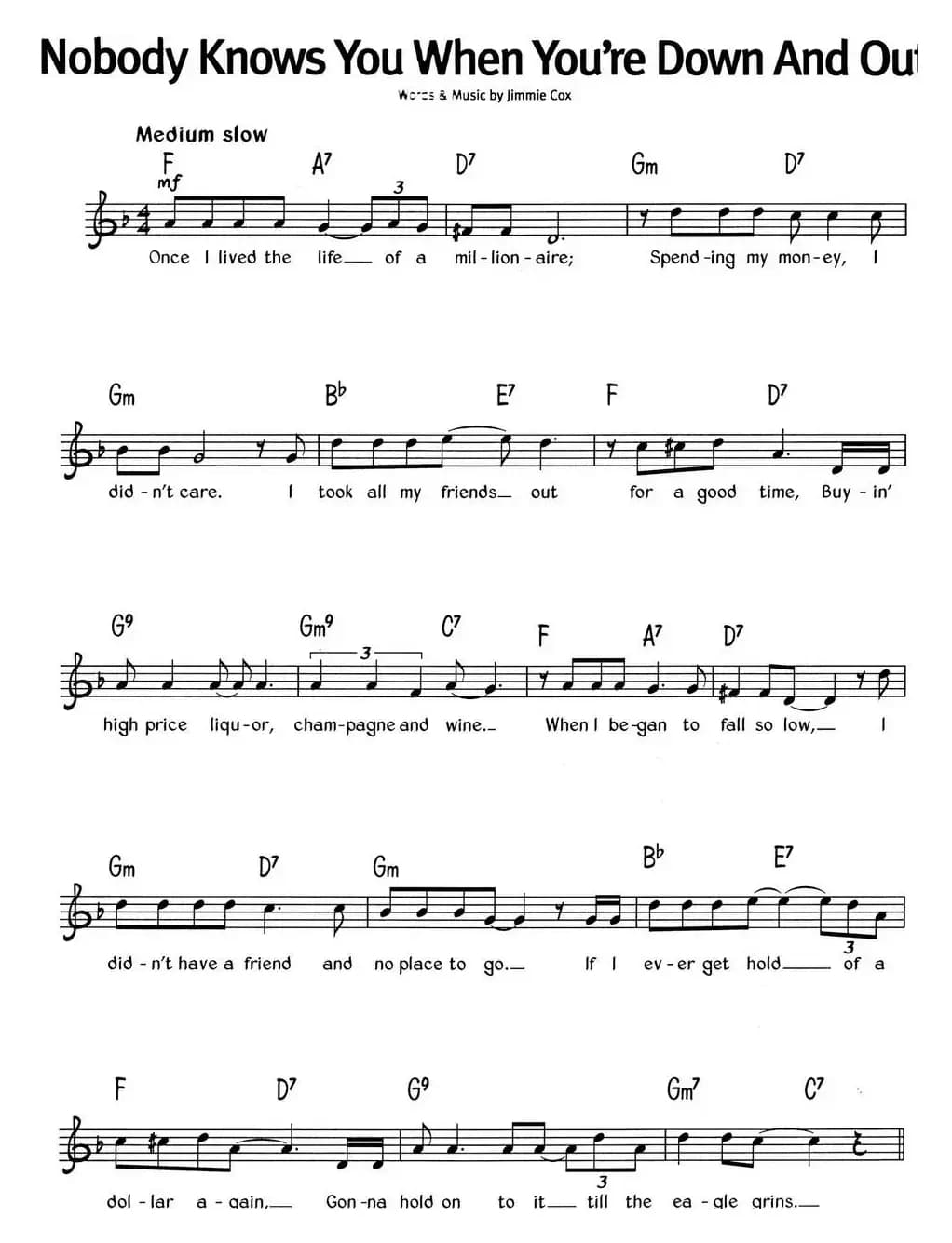 蓝调音乐：Nobody Knows You When You're Down And Out