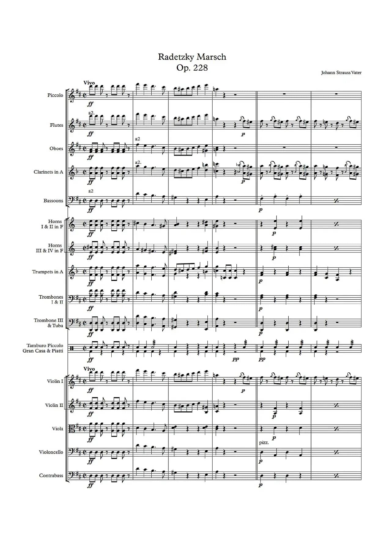 《拉德斯基进行曲》总谱（配器：Leopold Weninger）