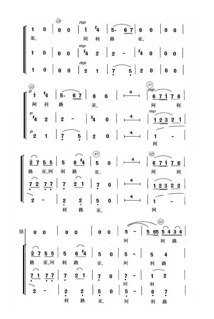阿里路亚（女声合唱、简谱版）