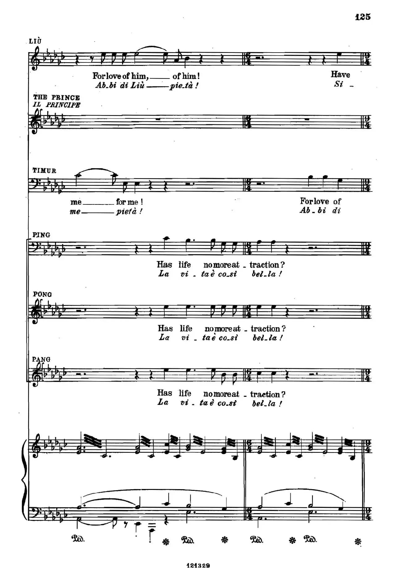 《图兰朵公主》三幕五场歌剧（英意双语）全谱（钢琴伴奏谱 P123——151）