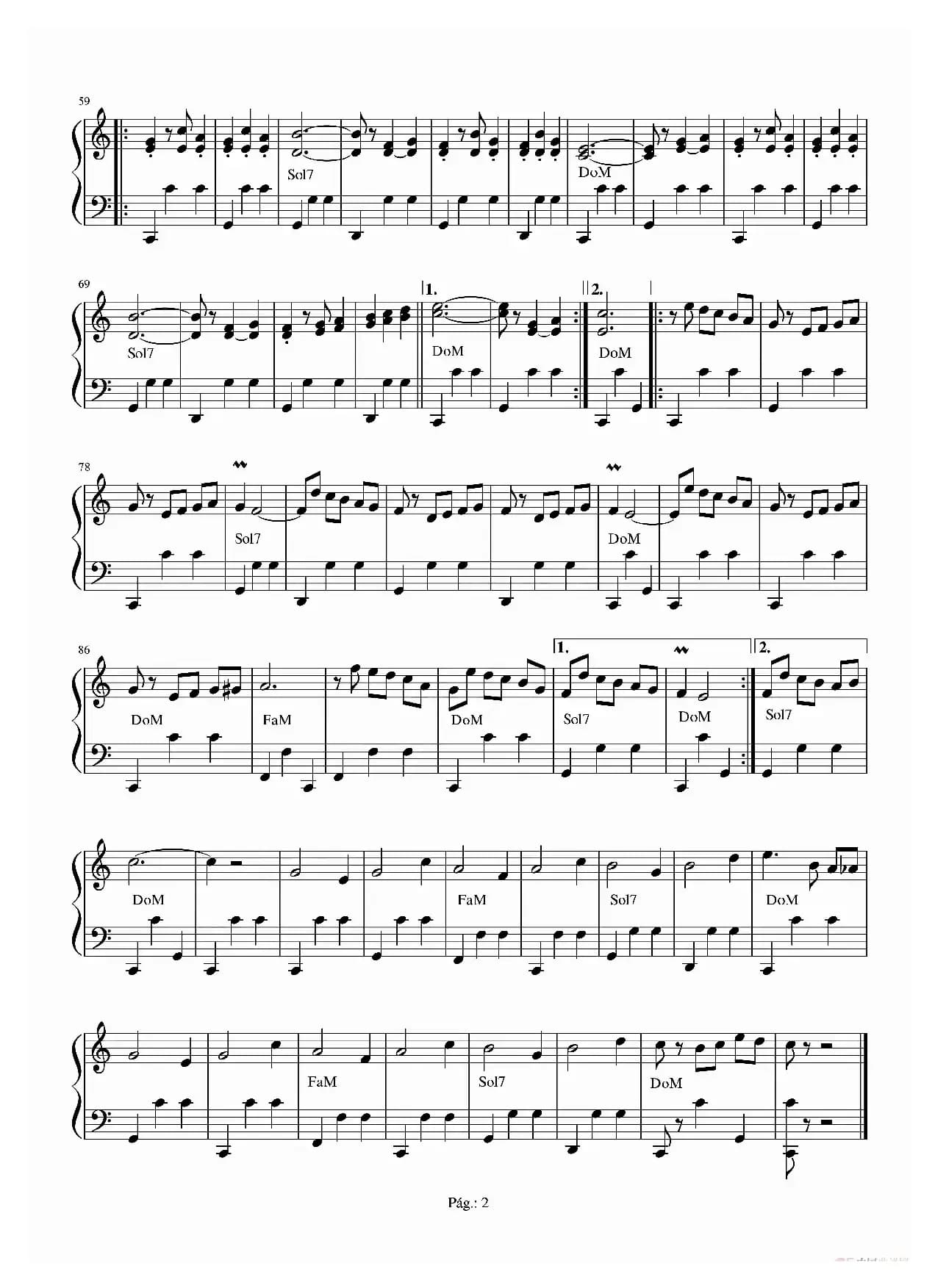 葡萄藤下（手风琴五线谱）