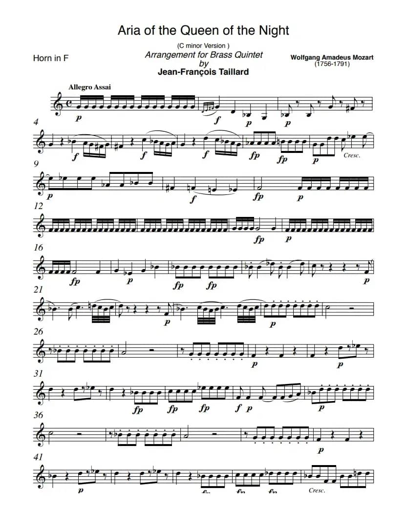 莫扎特-夜之女王的咏叹调（铜管五重奏）