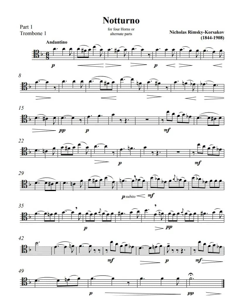 里姆斯基-夜曲（铜管四重奏）