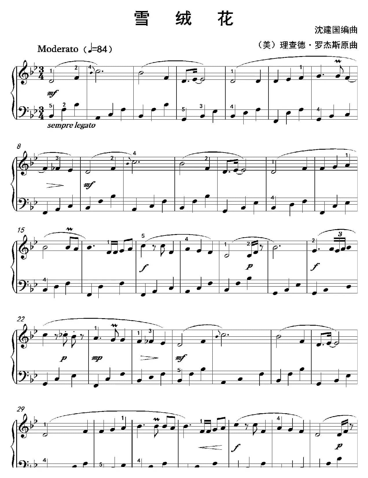 雪绒花（沈建国钢琴版）