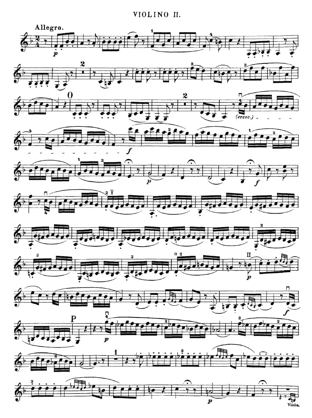 Mozart《Quartet No.23 in F Major,K.590》(Violin 2分谱)