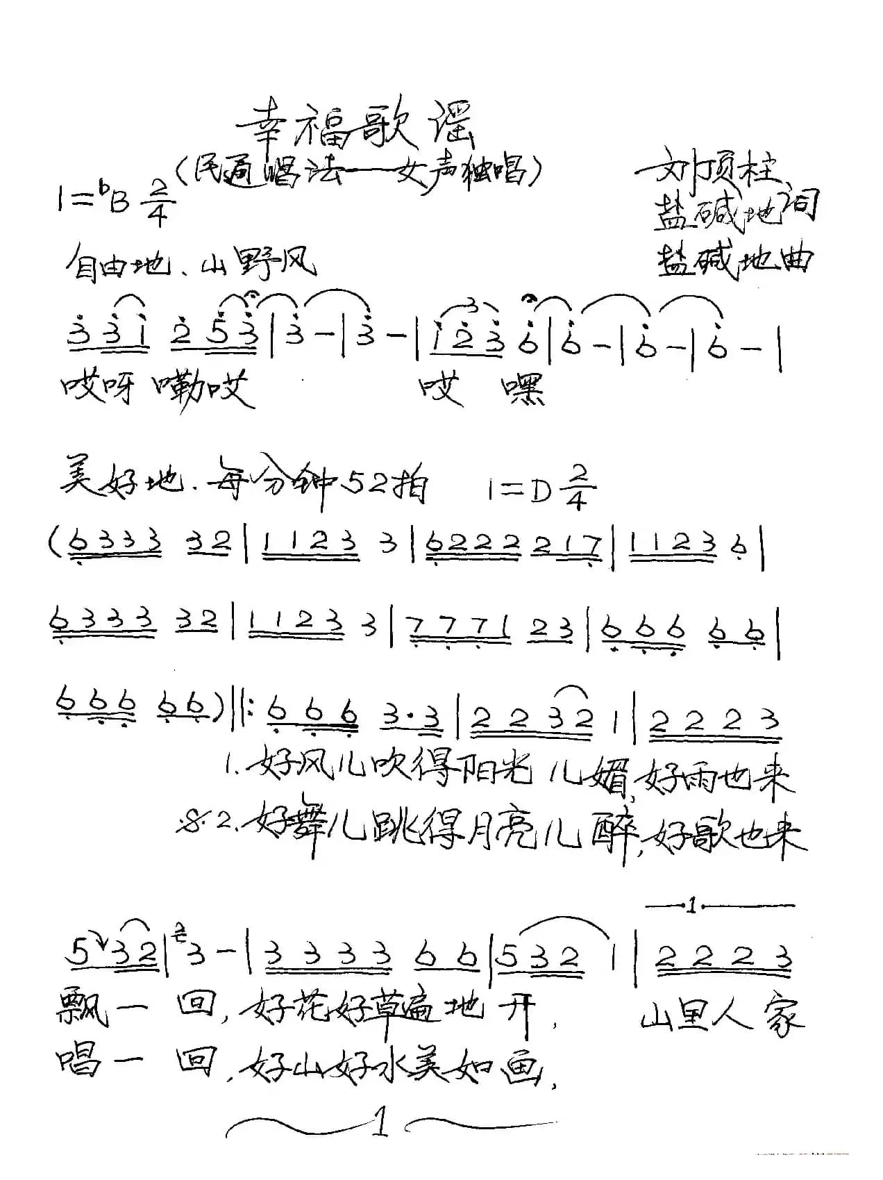 幸福歌谣（刘顶柱、盐碱地词 盐碱地曲）