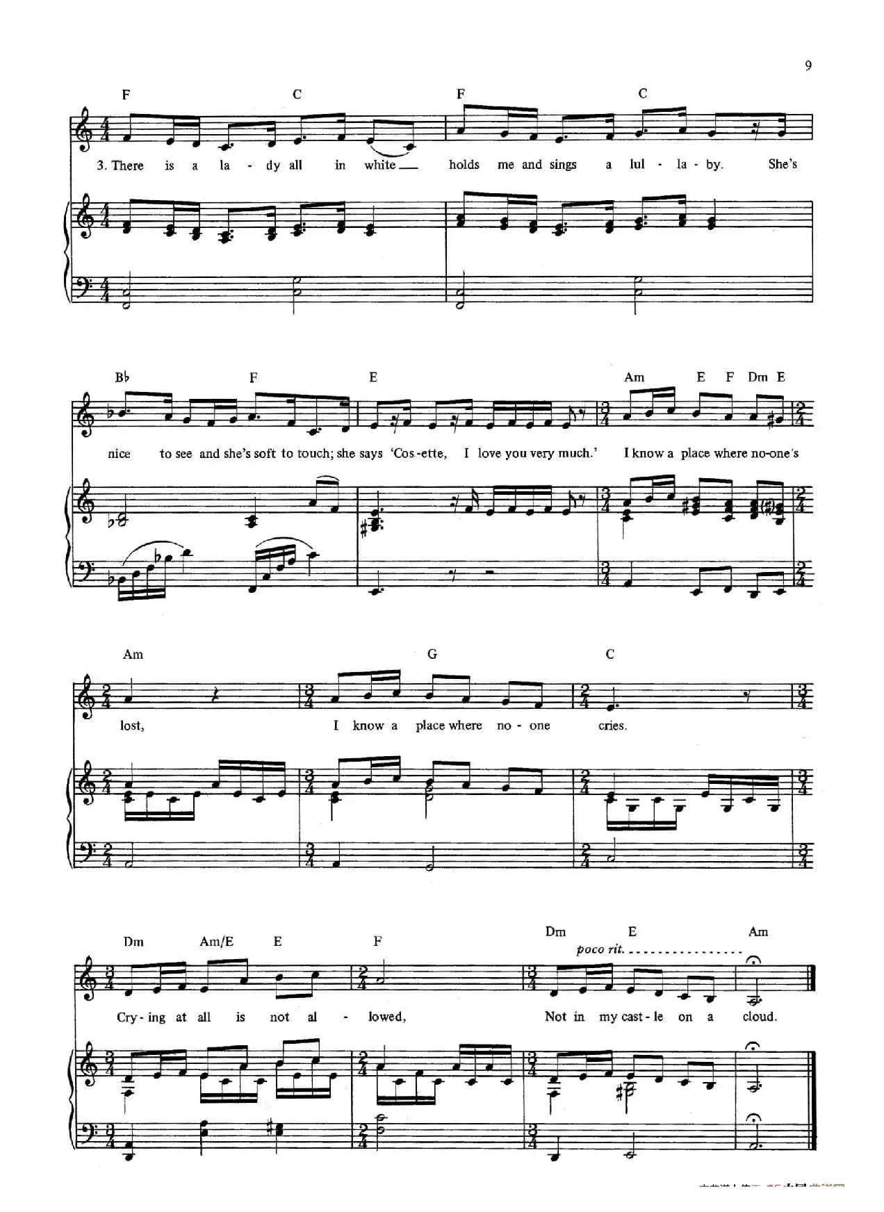 Castle on a Cloud (音乐剧《悲惨世界》(Les Miserables)选曲、正谱 )