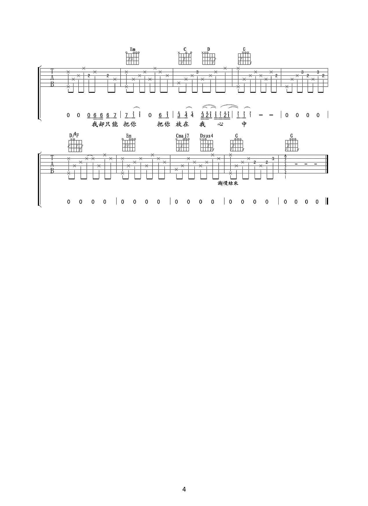 听说爱情回来过（吉他谱）