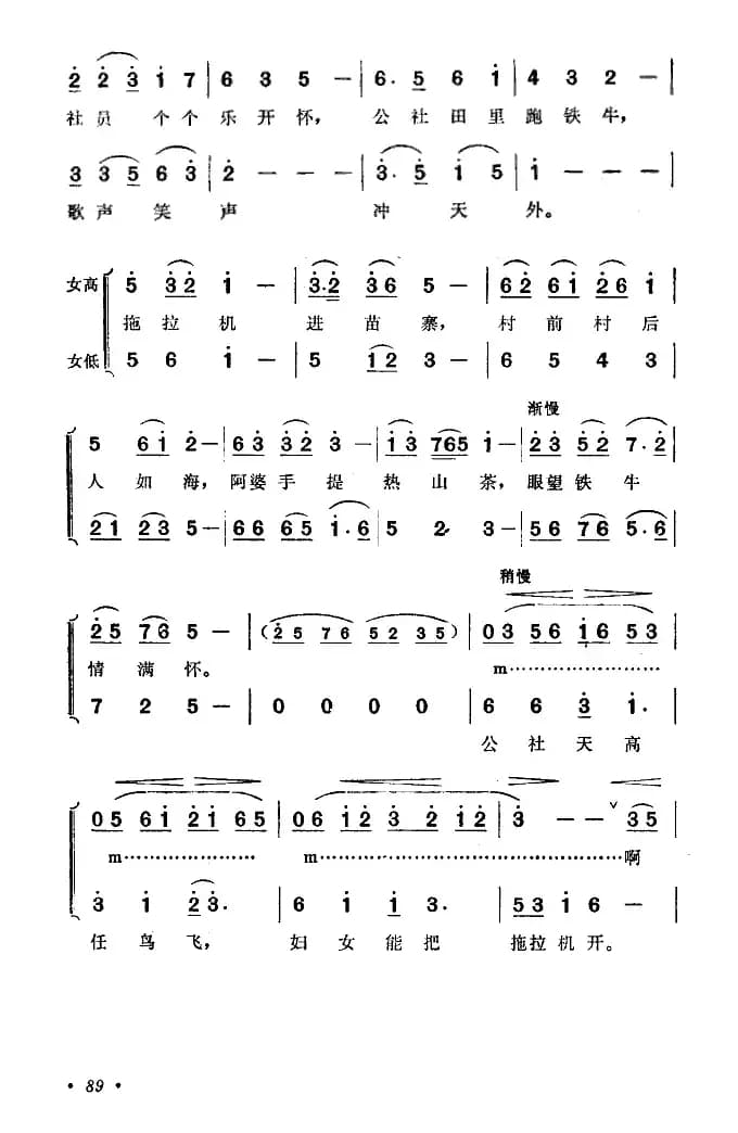 拖拉机开进苗山寨（女声合唱）