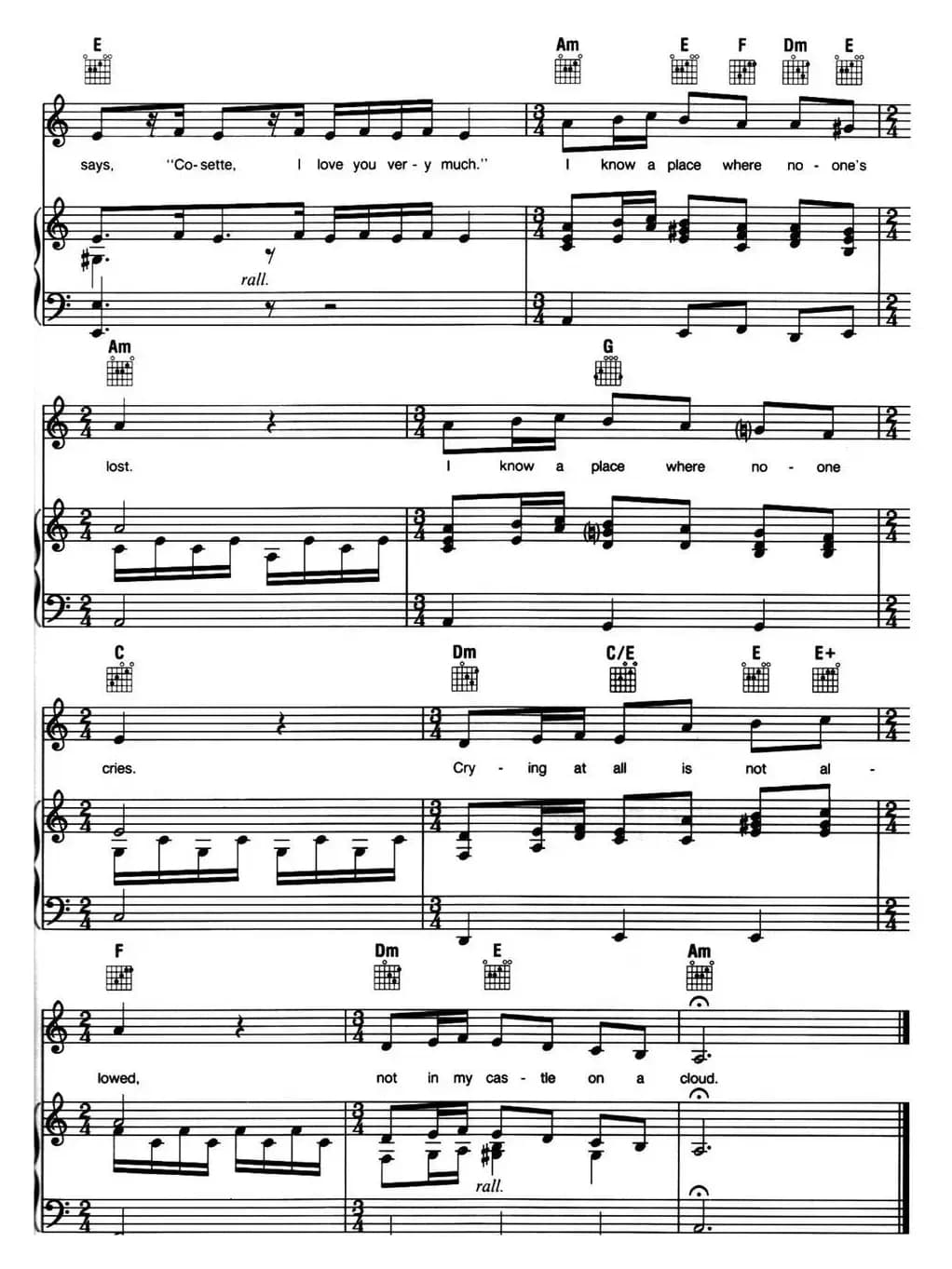 Castle on a Cloud (音乐剧《悲惨世界》(Les Miserables)选曲、正谱 )