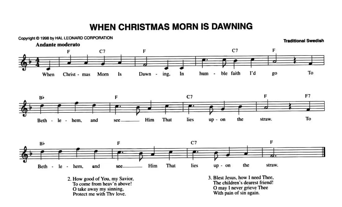 WHEN CRISTMAS MORN IS DAWNING