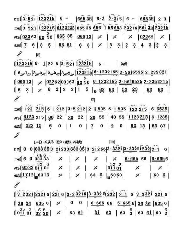 云南民歌联奏（简单小民乐合奏谱）