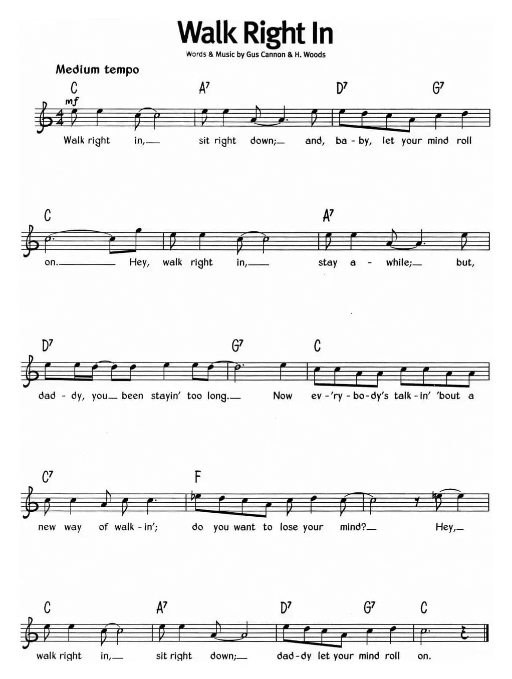 蓝调音乐：Walk Right In