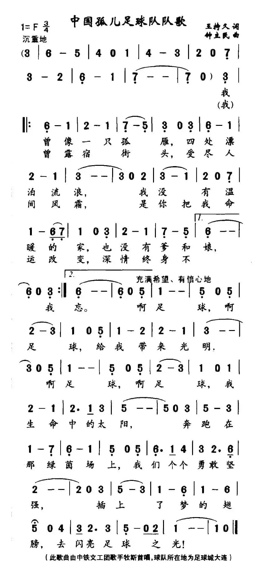 中国孤儿足球队队歌