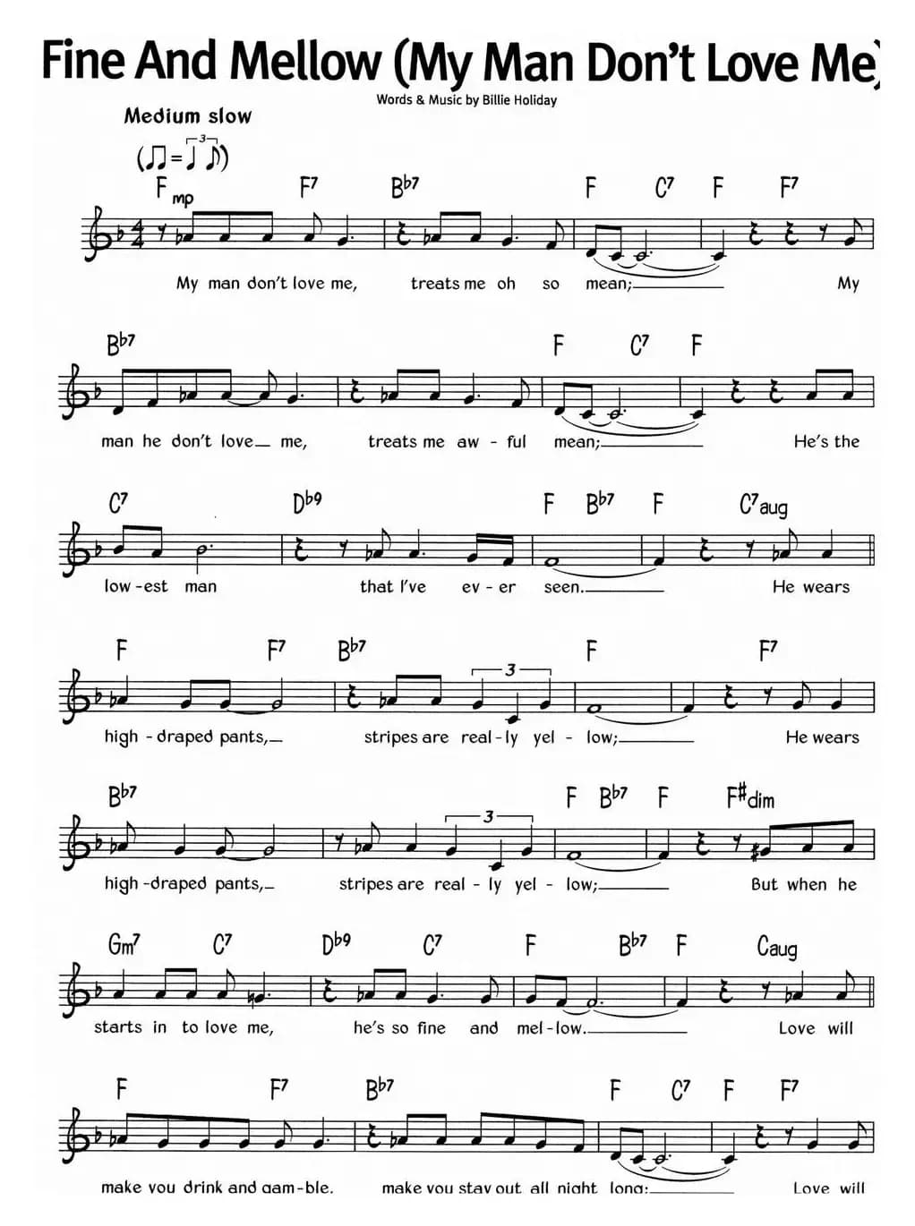 蓝调音乐：Fine And Mellow（My Man Don't Love Me）