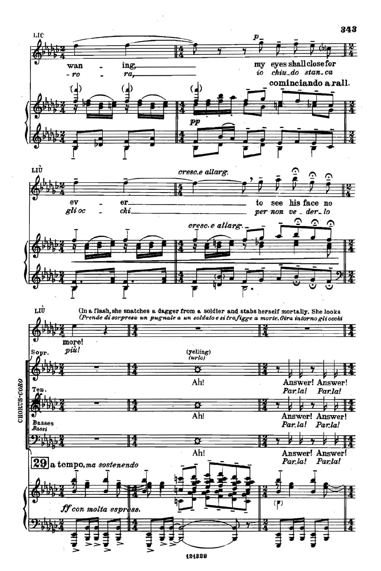 《图兰朵公主》三幕五场歌剧（英意双语）全谱（钢琴伴奏谱 P335——354）