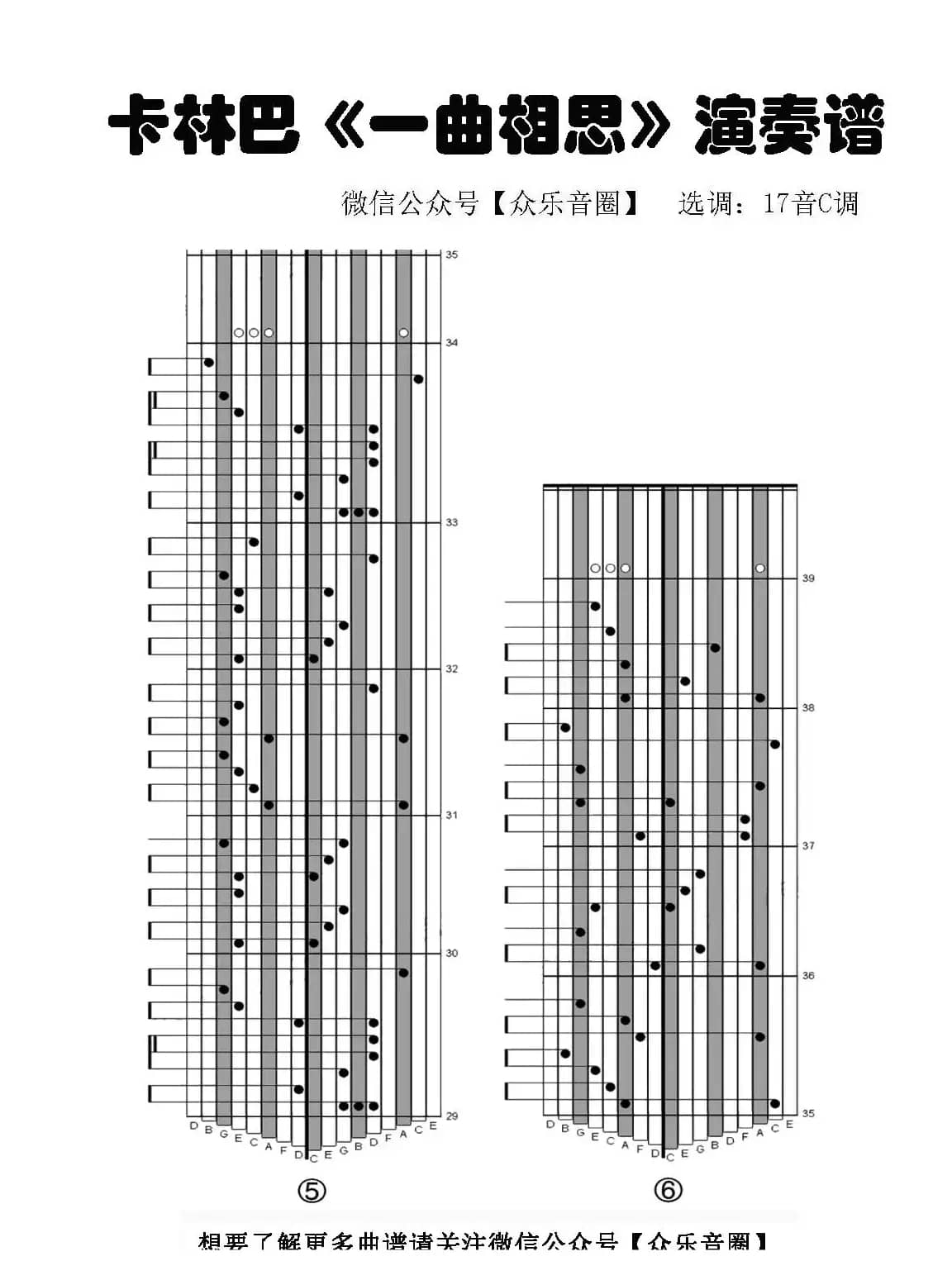 一曲相思（拇指琴卡林巴琴专用谱）