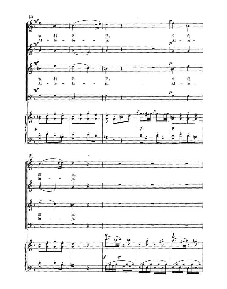 哈利路亚（正谱 合唱）