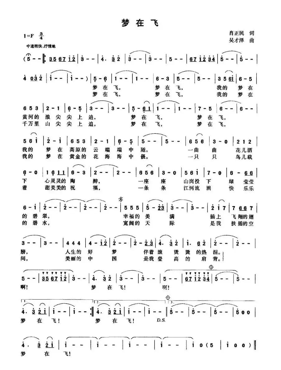 梦在飞（肖正民词 吴才泽曲）