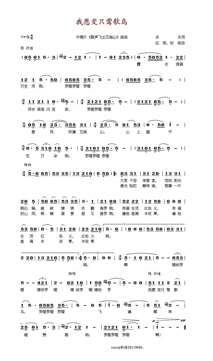 我愿变只莺歌鸟