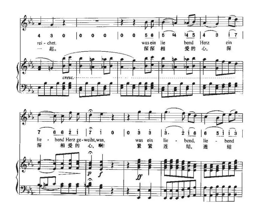 致远方的恋人（中外文对照、线简谱混排版）