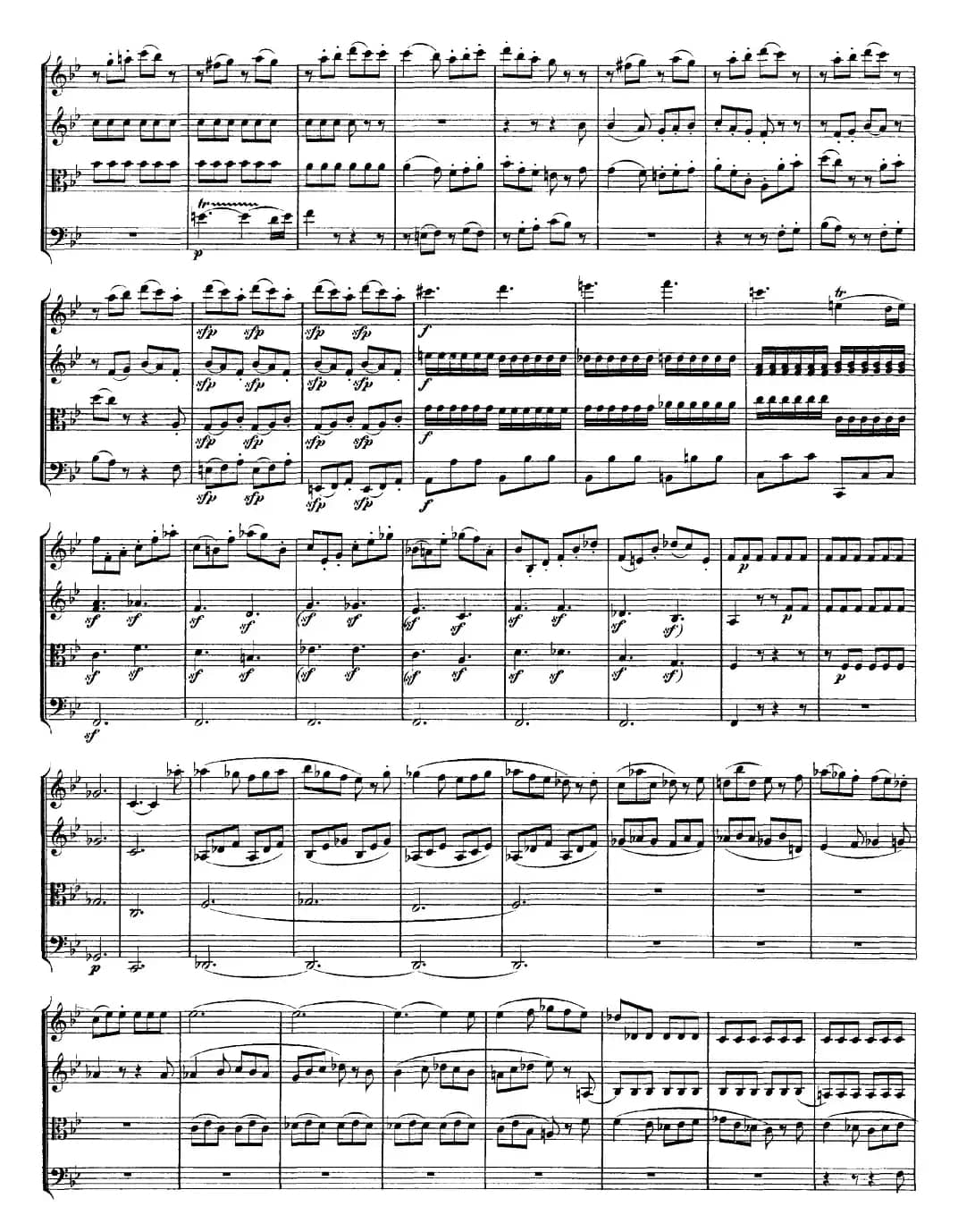 Mozart《Quartet No.22 in Bb Major，K.589》（总谱）