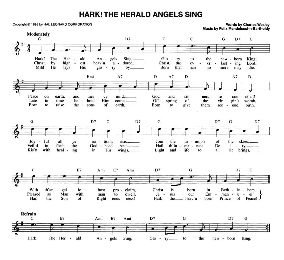HARK！THE HERALD ANGELS SING（五线谱）