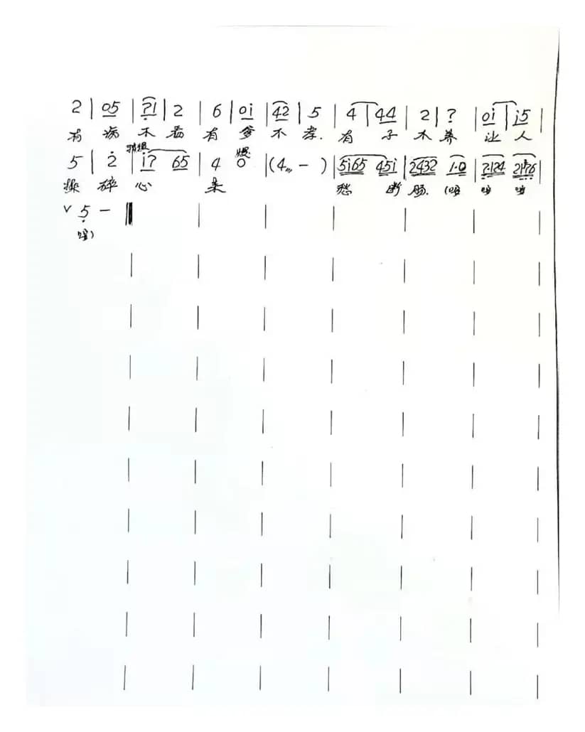 眉户《村官》一盆冷水浇头上（简谱）