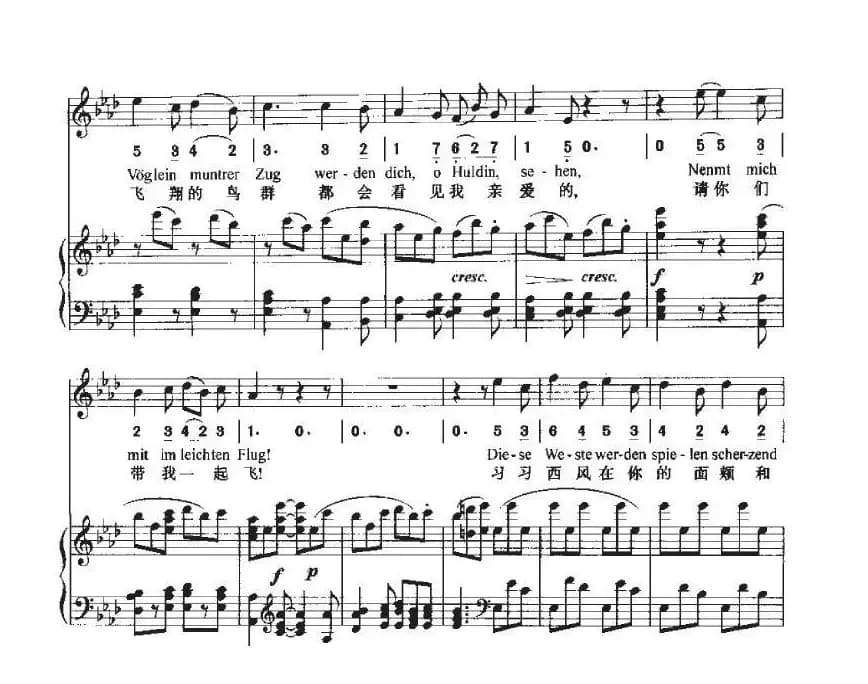 致远方的恋人（中外文对照、线简谱混排版）