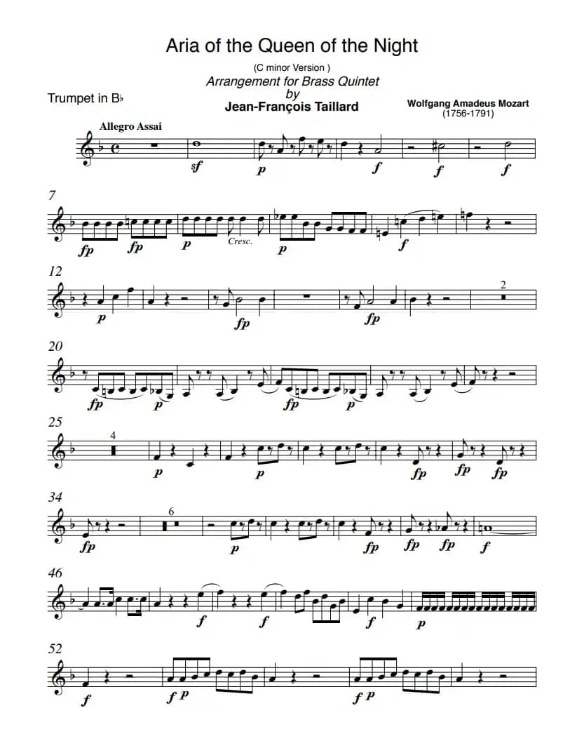 莫扎特-夜之女王的咏叹调（铜管五重奏）