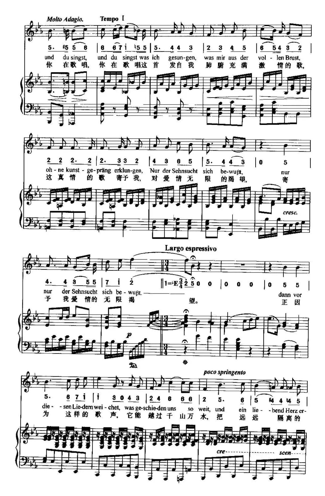 致远方的恋人（中外文对照、线简谱混排版）