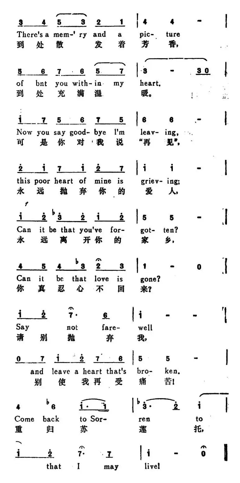 [意]重归苏莲托（Come Back to Sorrento）（汉英文对照）