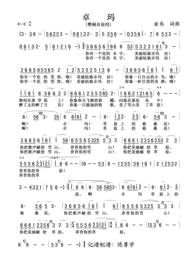 卓玛（樊桐舟演唱版）