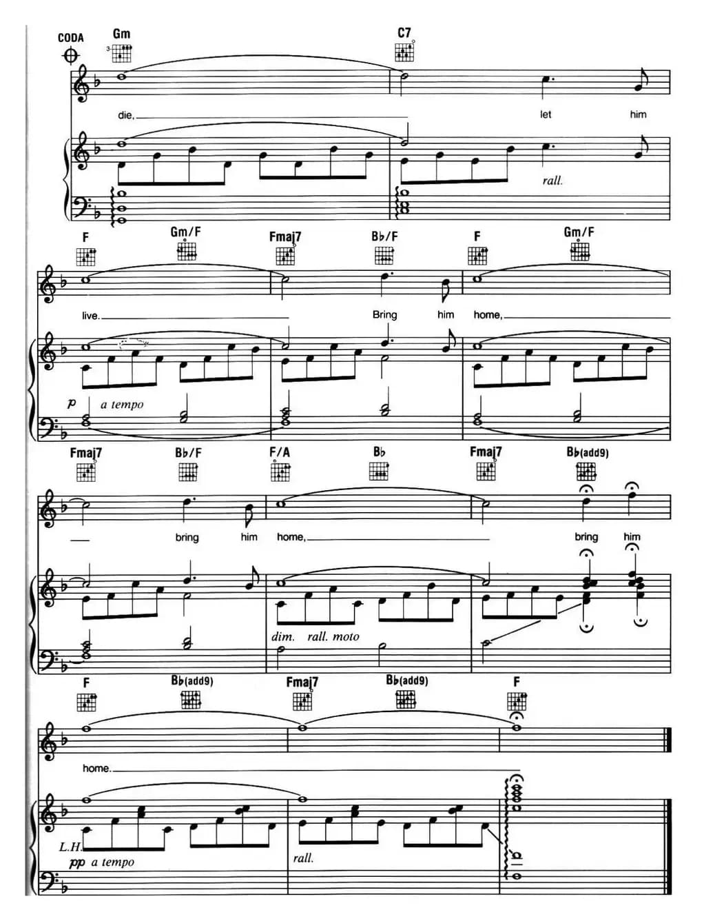 Bring Him Home (音乐剧《悲惨世界》(Les Miserables)选曲、正谱 )