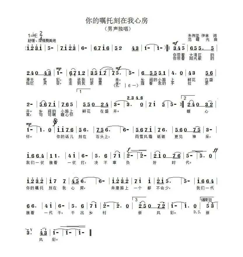 你的嘱托刻在我心房