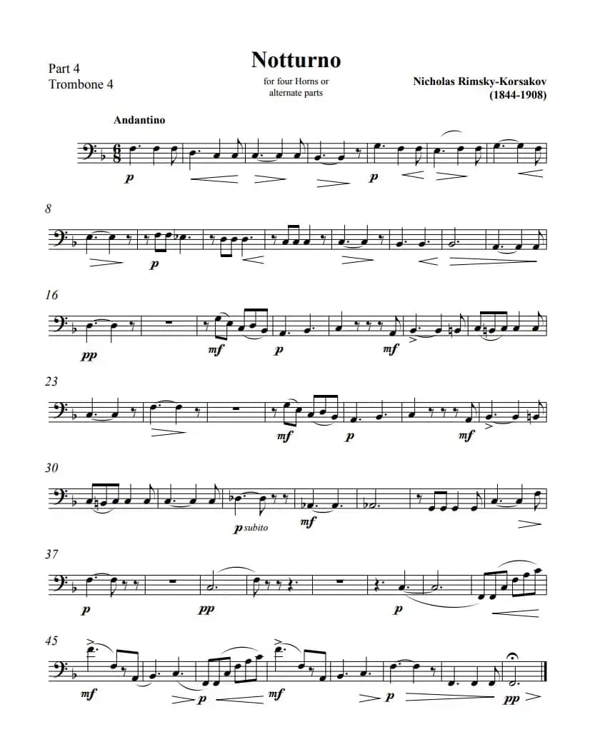 里姆斯基-夜曲（铜管四重奏）