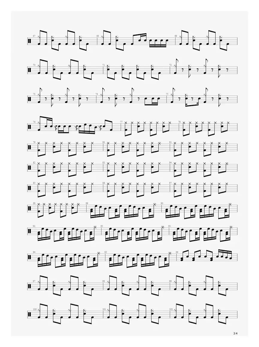 time is running out（鼓谱）