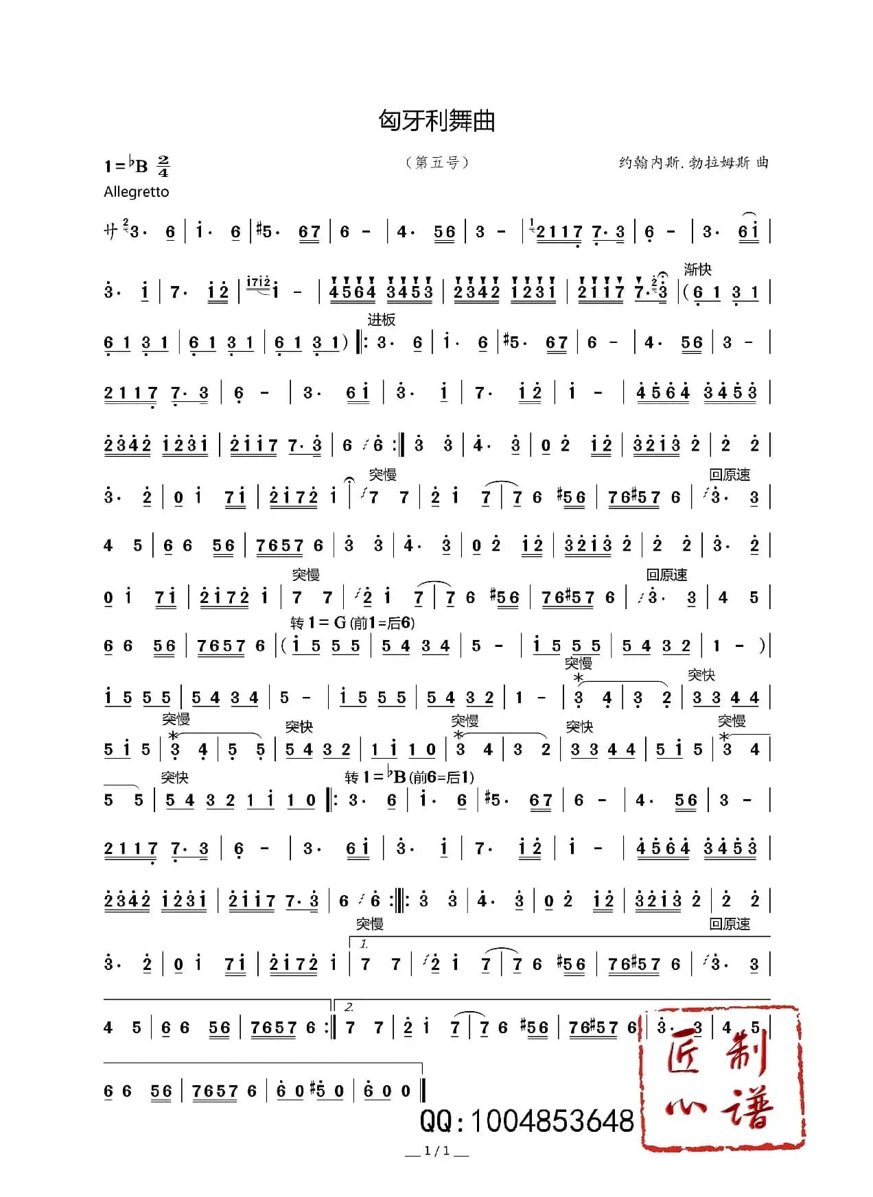 匈牙利舞曲（竹笛独奏）