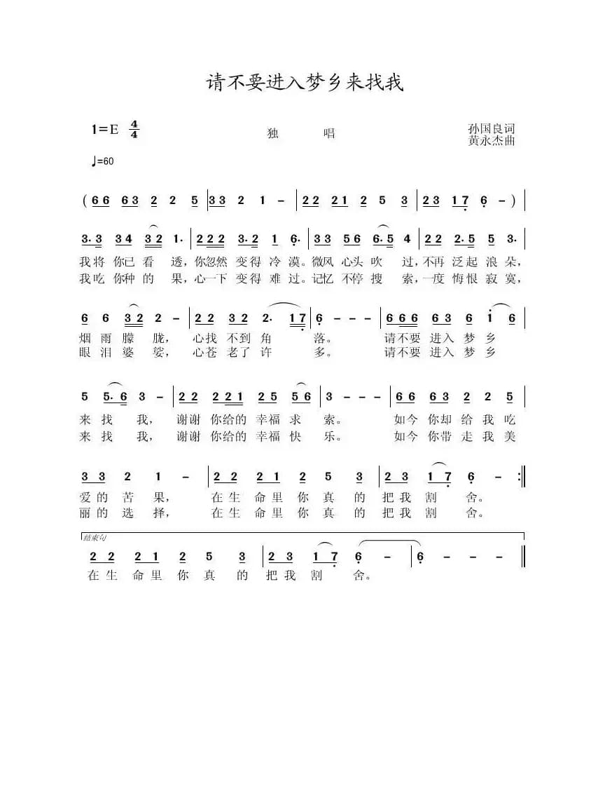 请不要进入梦乡来找我