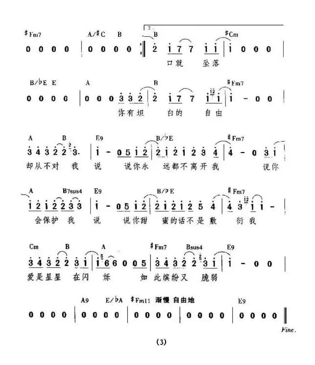 说你永远都不离开我（带和弦）