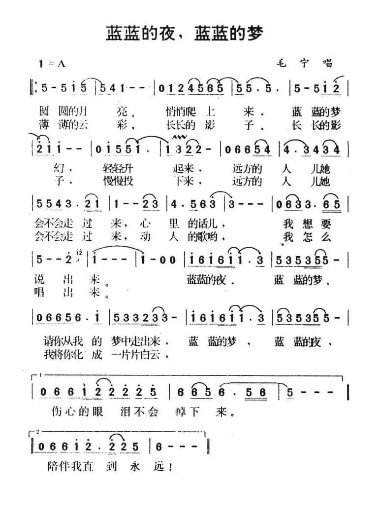 蓝蓝的夜，蓝蓝的梦（毛宁演唱）