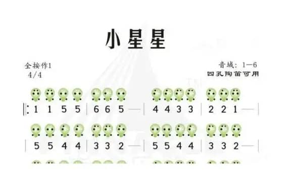 小星星（四孔陶笛谱）