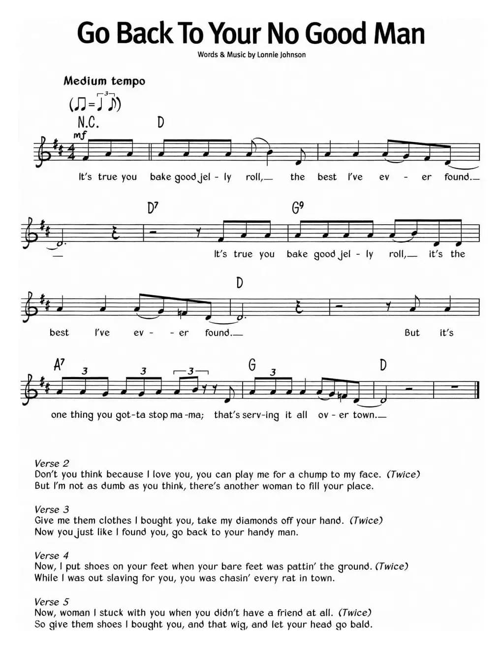 蓝调音乐：Go Back To Your No Good Man