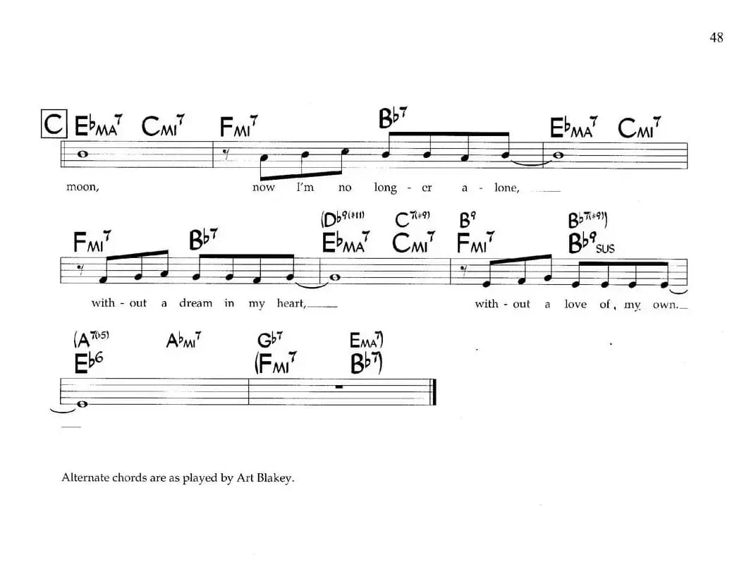 Blue Moon（带和弦五线谱）