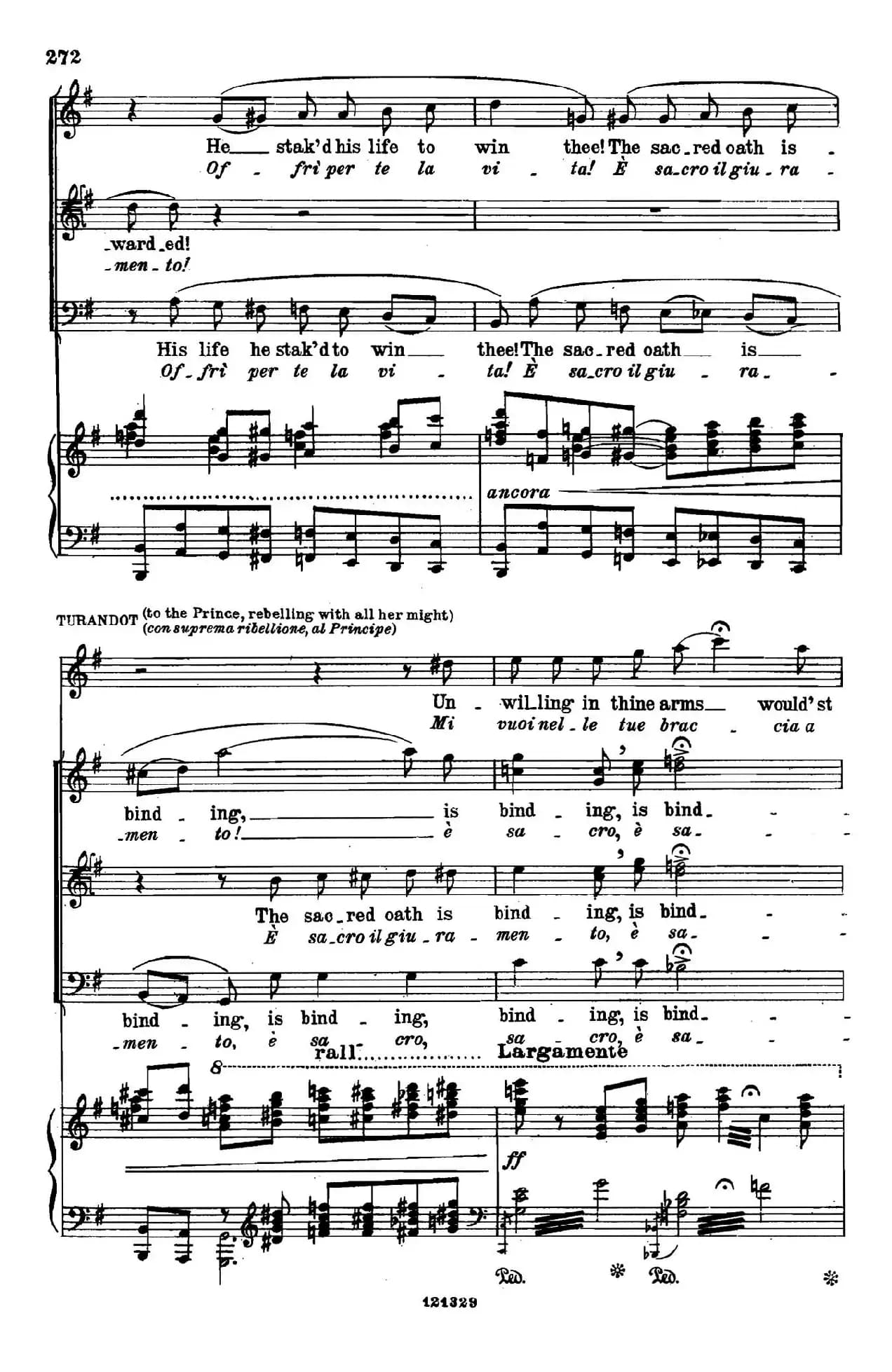 《图兰朵公主》三幕五场歌剧（英意双语）全谱（钢琴伴奏谱 P264——282）