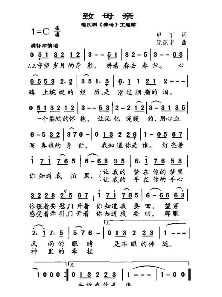 致母亲（电视剧《养母》主题歌）