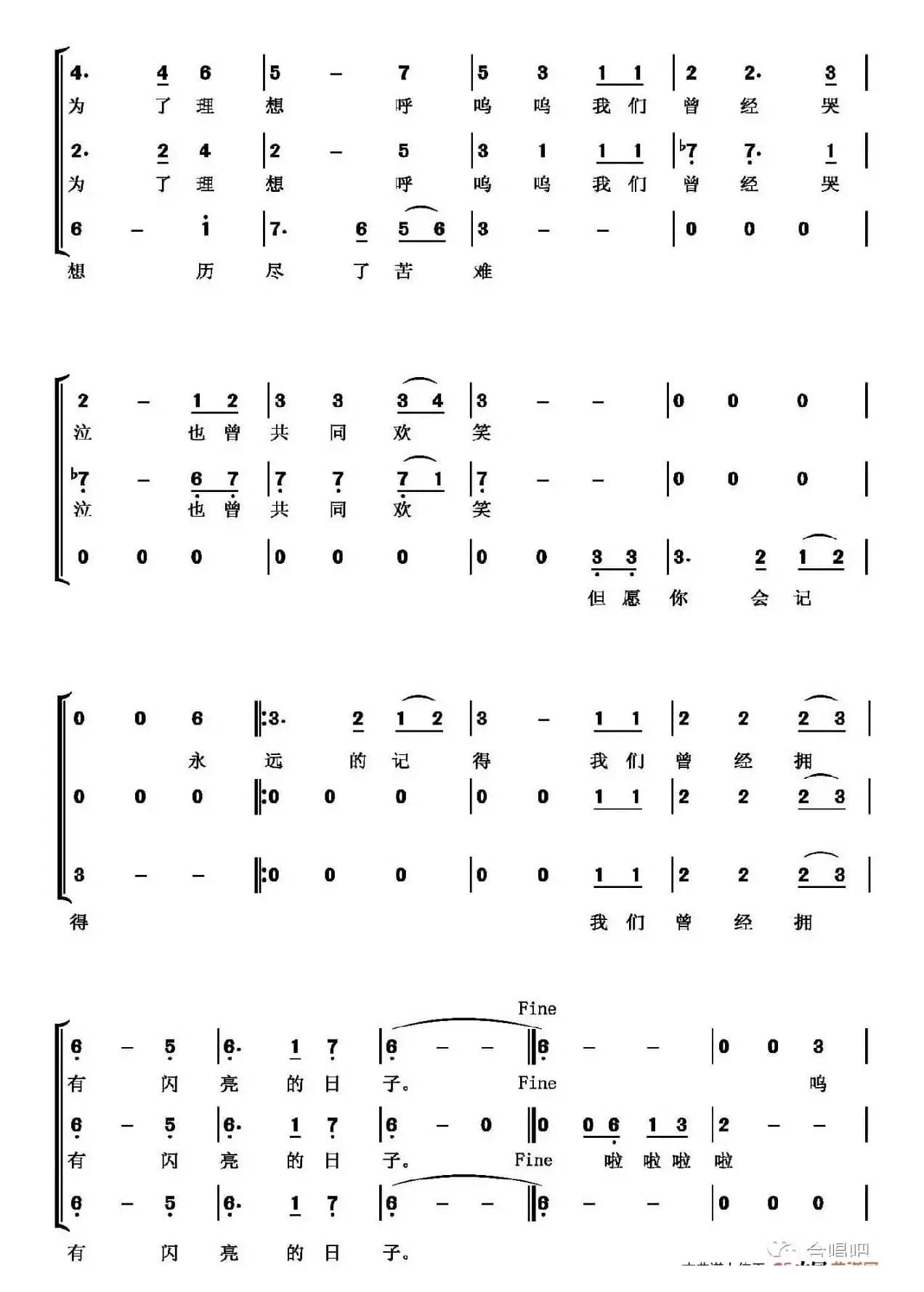 闪亮的日子（梦之旅组合）（浪迹原声 记谱制谱）