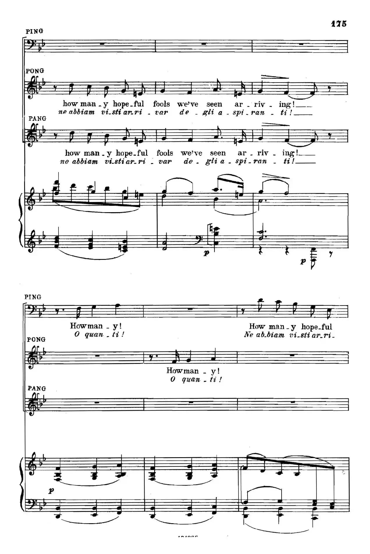 《图兰朵公主》三幕五场歌剧（英意双语）全谱（钢琴伴奏谱 P167——194）