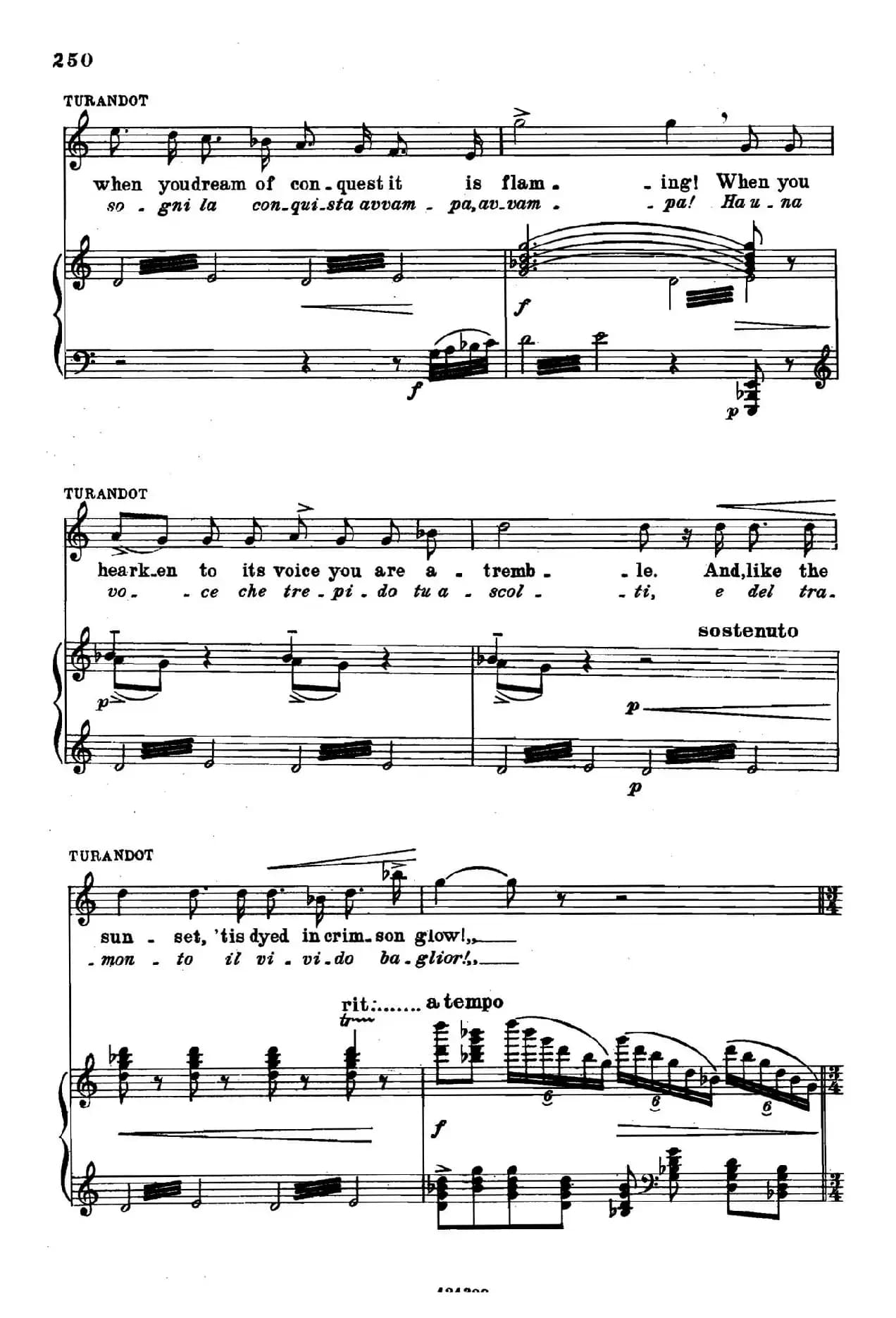 《图兰朵公主》三幕五场歌剧（英意双语）全谱（钢琴伴奏谱 P251——263）