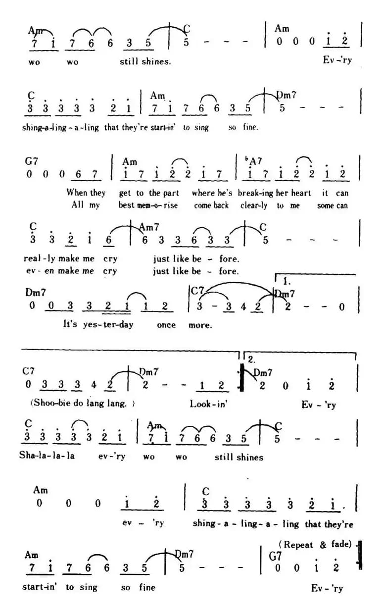 [美]Yesterday Once More（昨天再来、带和弦）